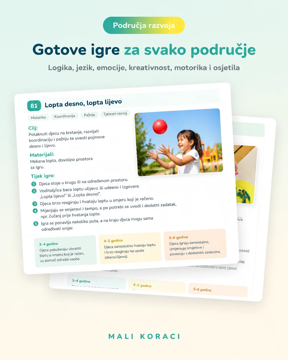 Igre po područjima razvoja s varijantama za svaku skupinu