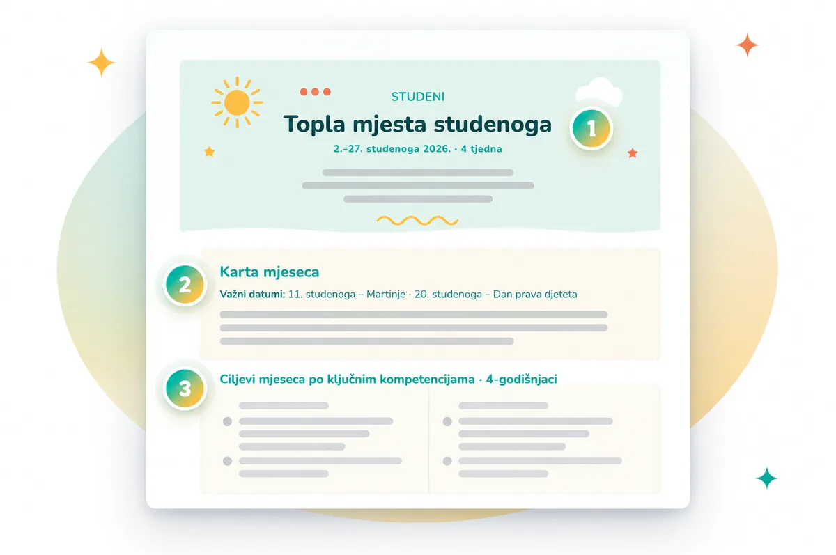 Karta mjeseca: tema mjeseca, važni datumi i ciljevi po ključnim kompetencijama