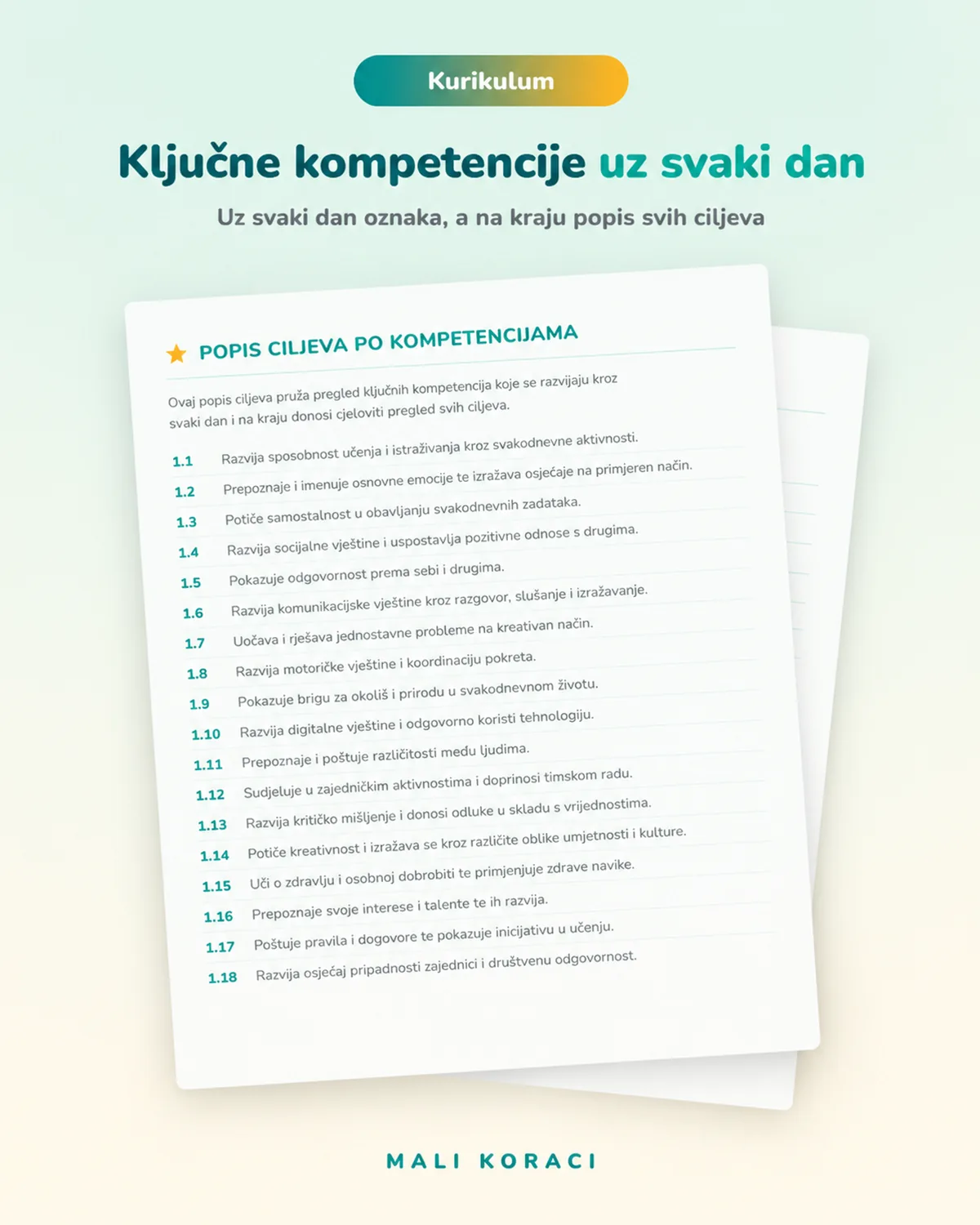 Popis ciljeva po ključnim kompetencijama